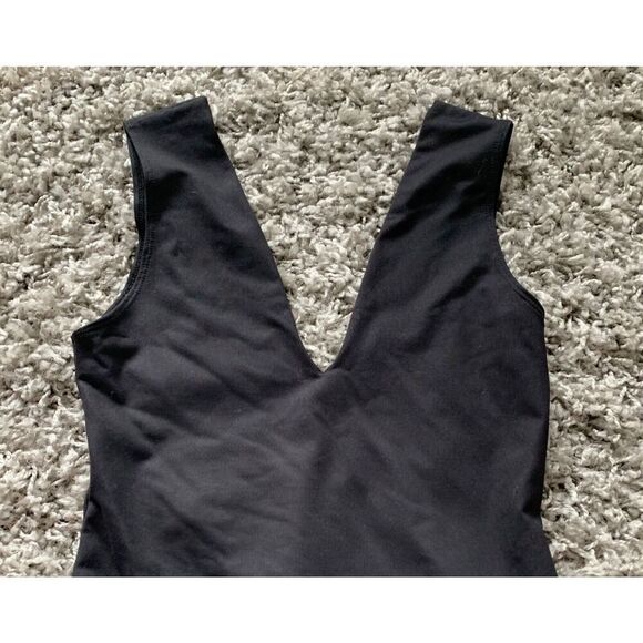 66 NWOT NEW Free People Intimately Keep It Sleek BLACK Bodysuit Tank Top sz M - Picture 3 of 7
